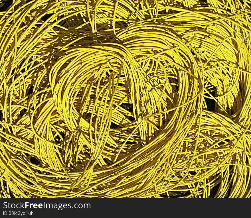 Yellow wire for electric works in inhabited and commercial buildings.