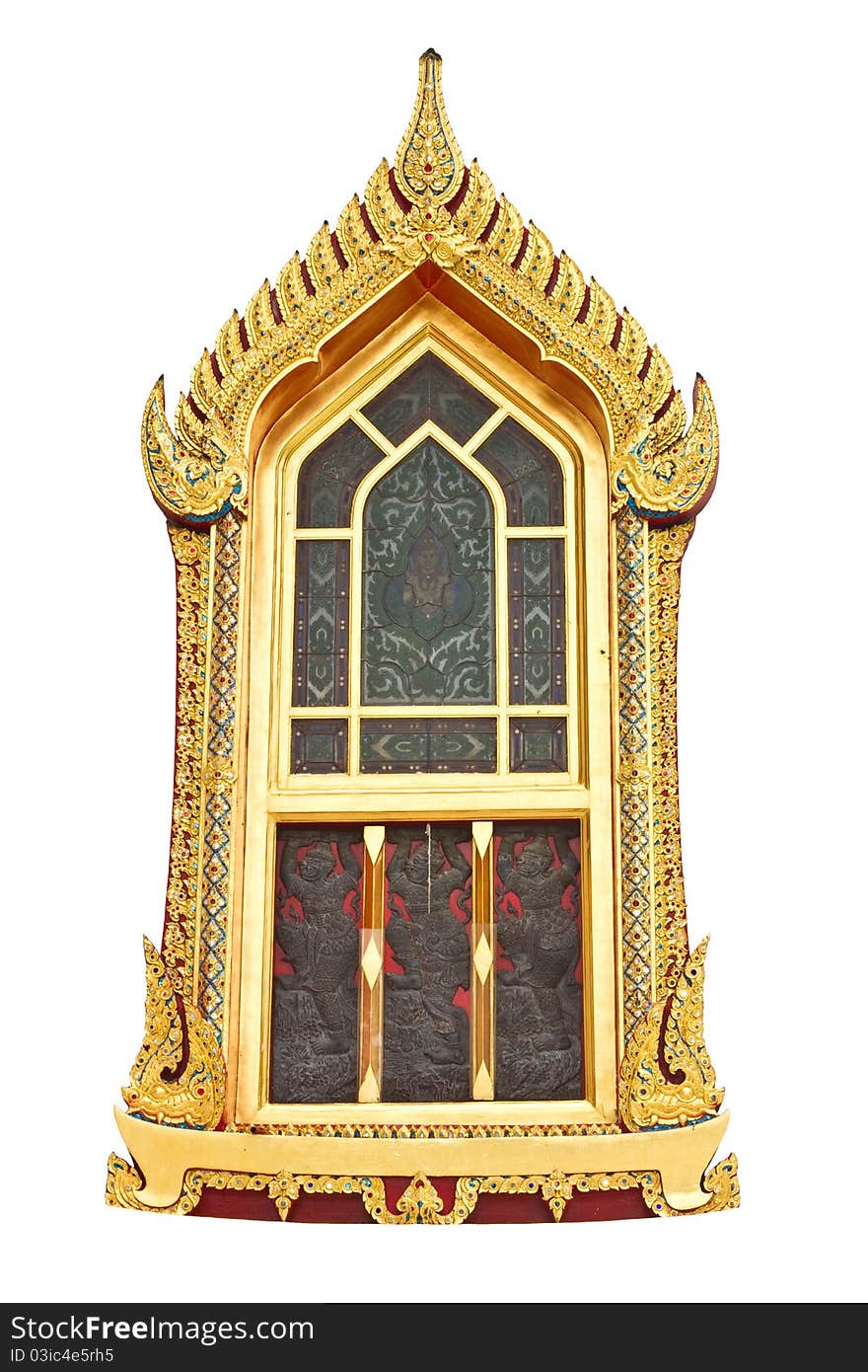 Traditional Thai style window temple isolate