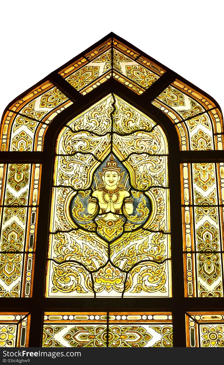 Glass Window In Temple Thailand