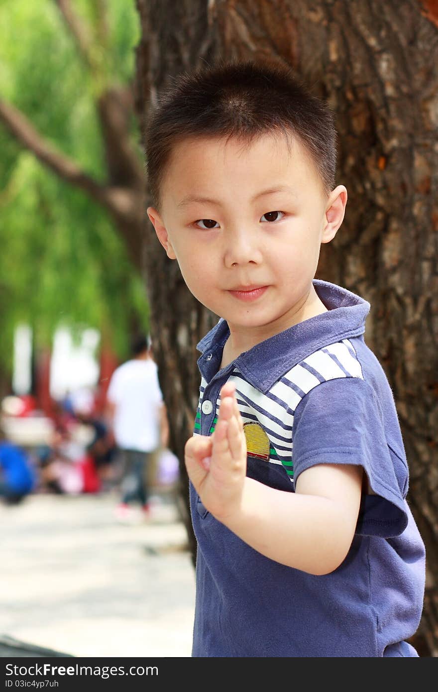 The portrait of an Asian boy who is doing exercises. The portrait of an Asian boy who is doing exercises.