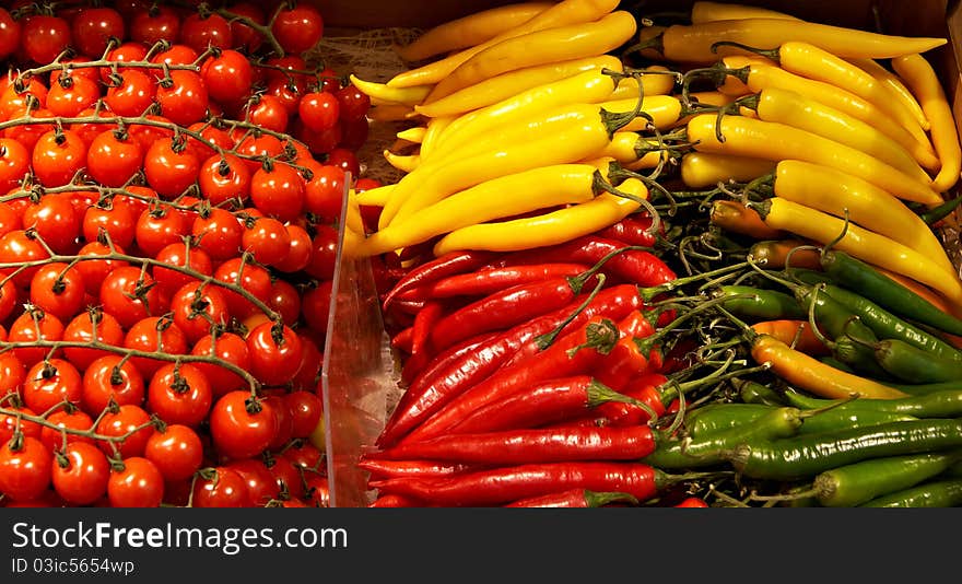 Fresh tomatoes and peppers