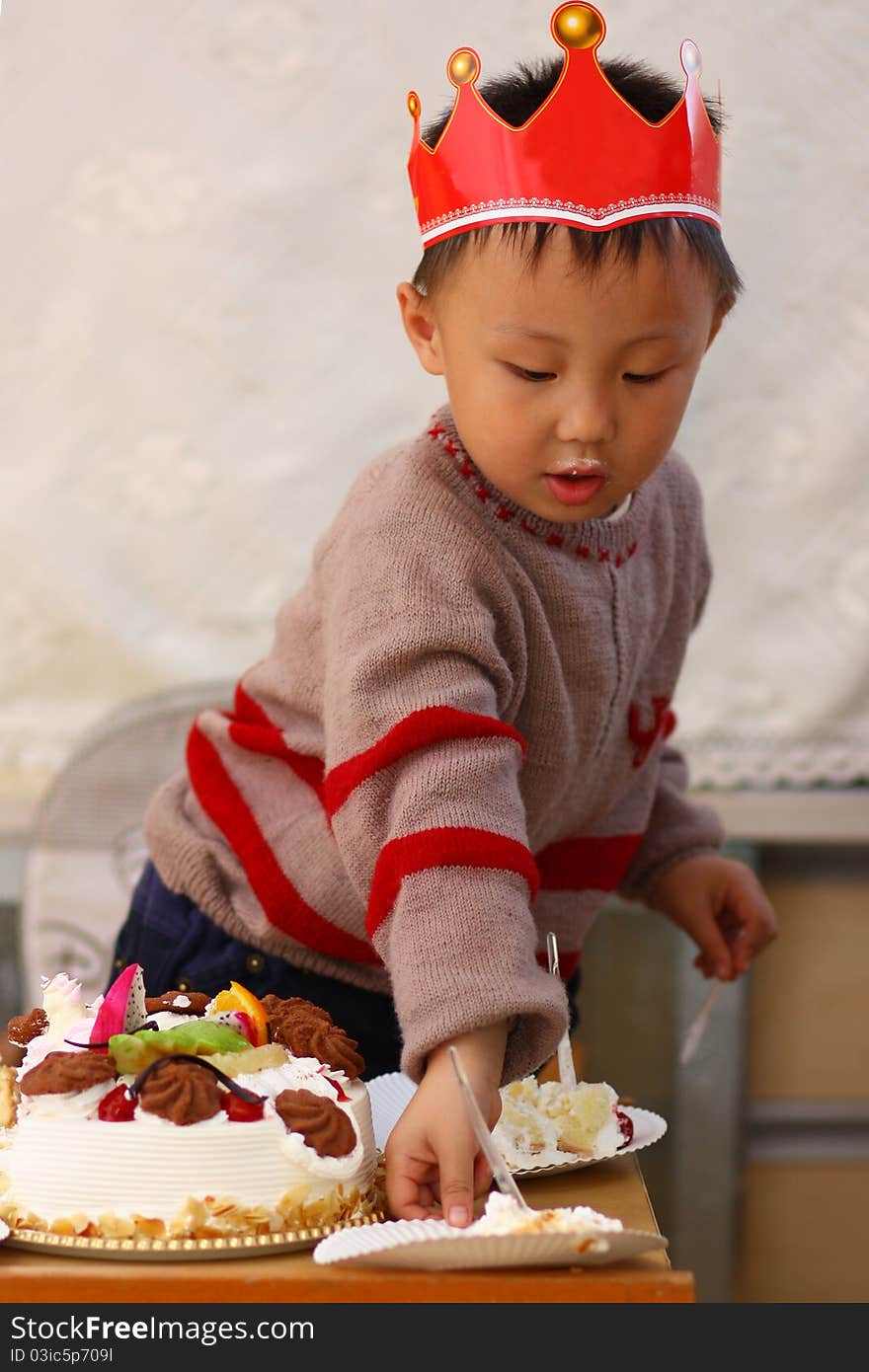 Asian Kid At Birthday