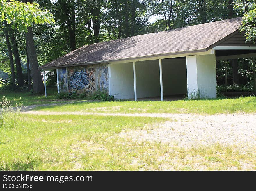 Abandon building in park