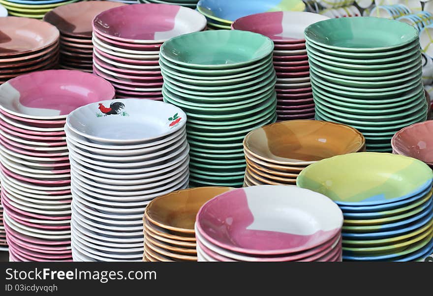 Stack of beautiful ceramic plate