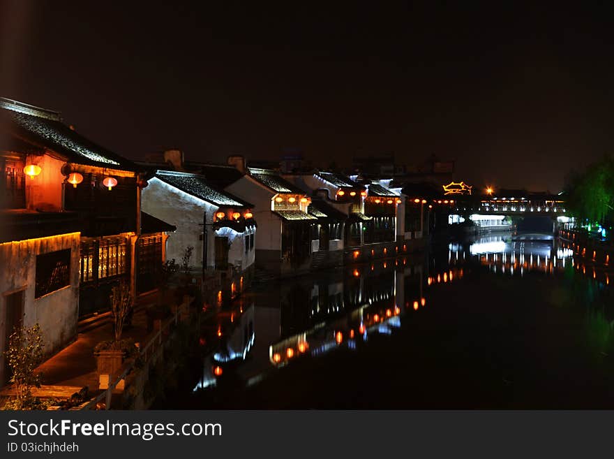 Night of river town, Chinese town