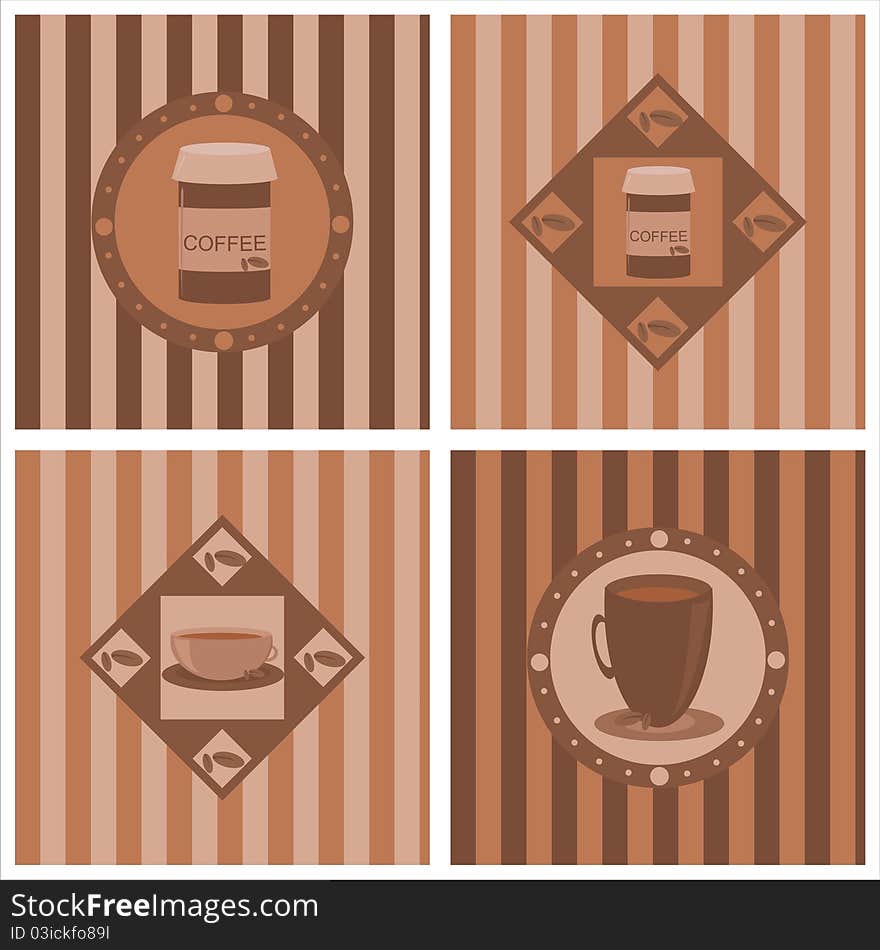 Set of 4 cute coffee backgrounds