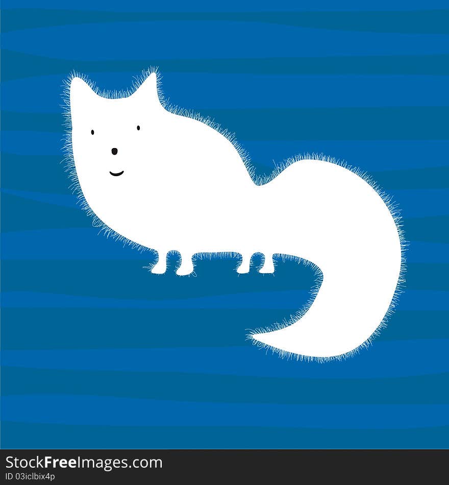 White fox on a dark blue background. White fox on a dark blue background