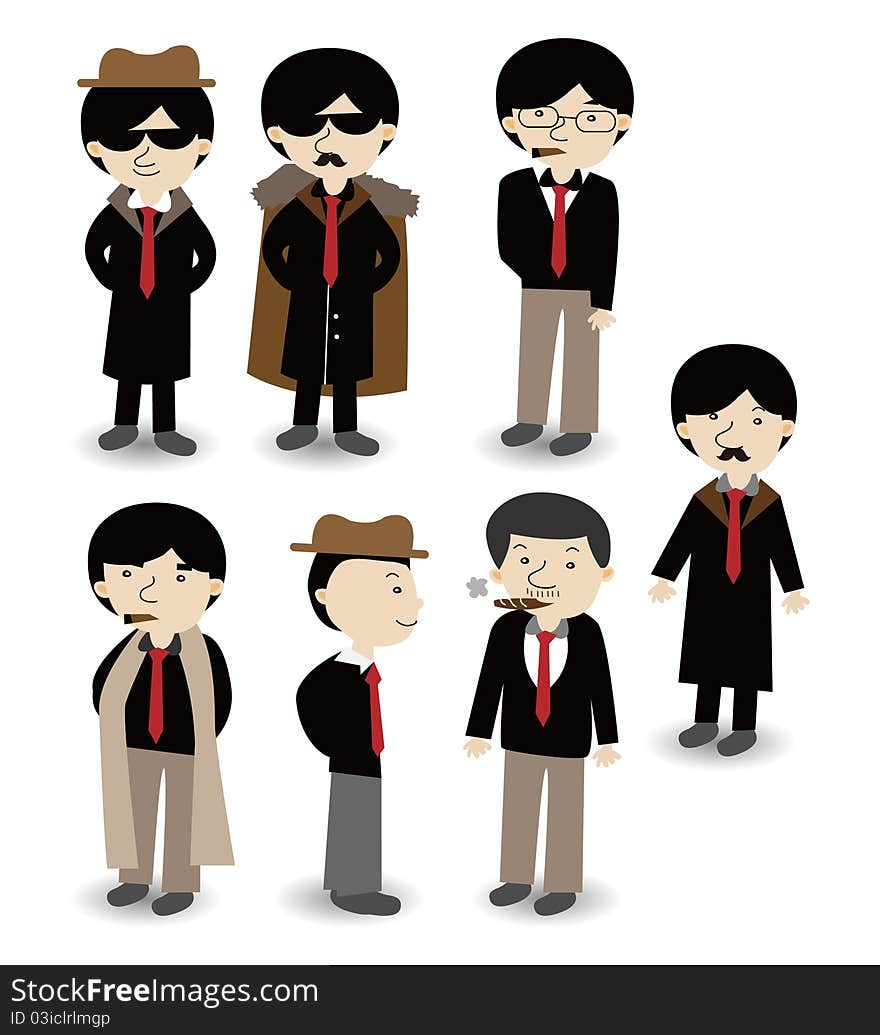 Cartoon Mafia Icon Set