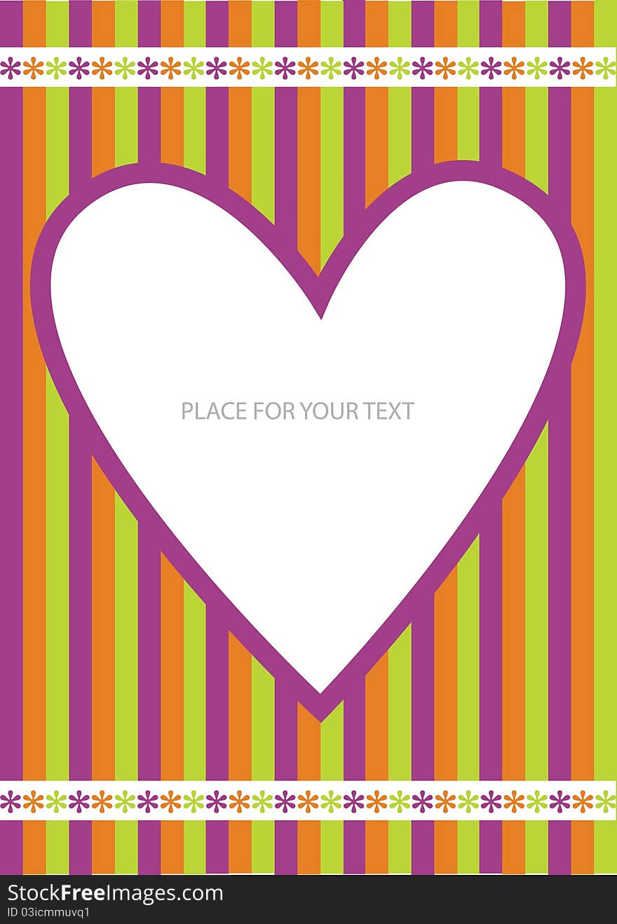 Color frame made of flowers, lines and two white hearts with place for your text