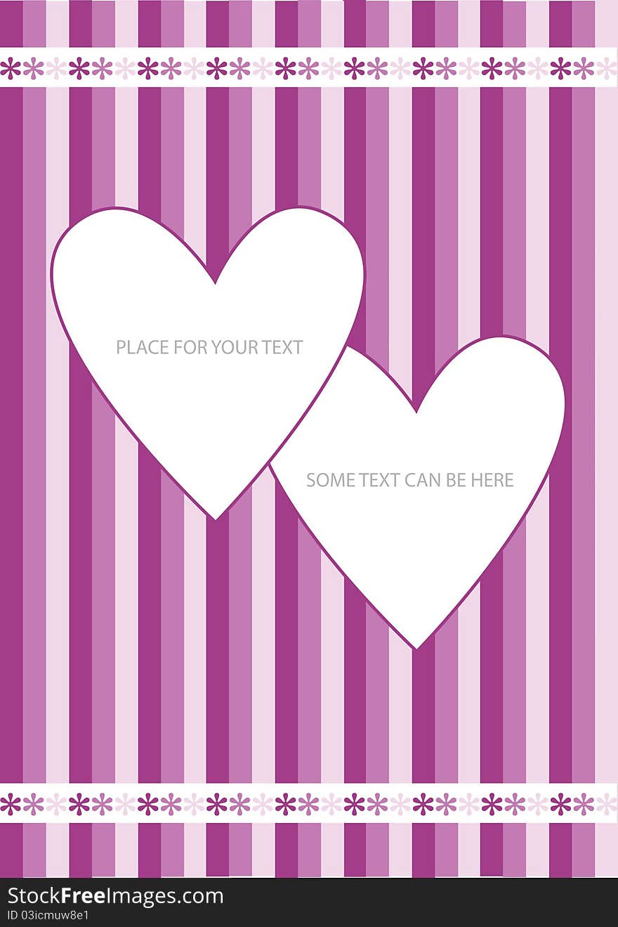 Color frame made of flowers, lines and two white hearts with place for your text