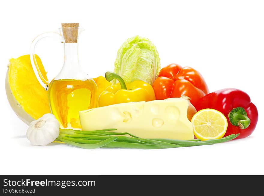 Set of ingredients and spice isolated on white background. Set of ingredients and spice isolated on white background