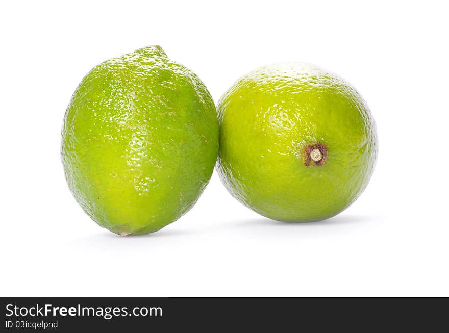 Fresh ripe lime isolated on white background