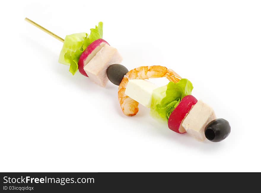 Salad canape on a white background. Salad canape on a white background