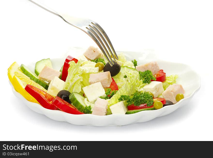 Salad isolated on white background