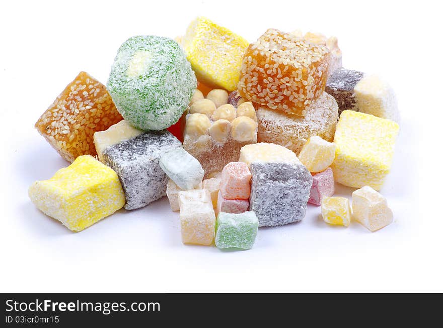 Candy on a white background