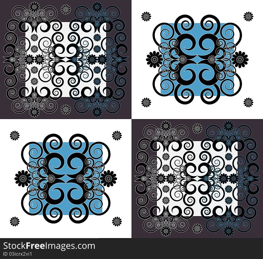 Pattern with flower on square background