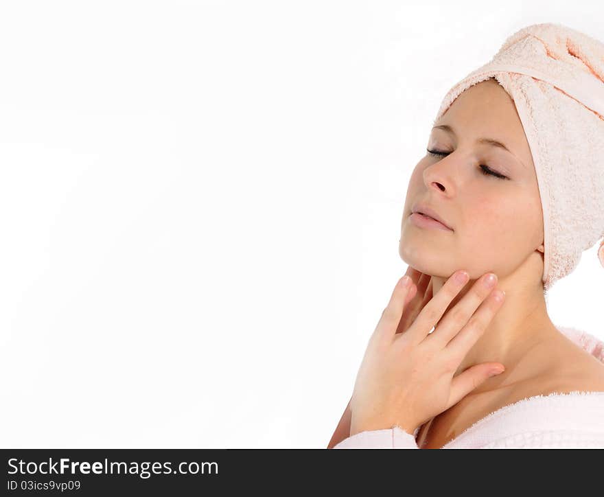 Woman enjoying spa,closed eyes. Woman enjoying spa,closed eyes.