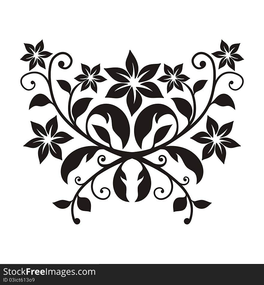 Stylized floral element on white