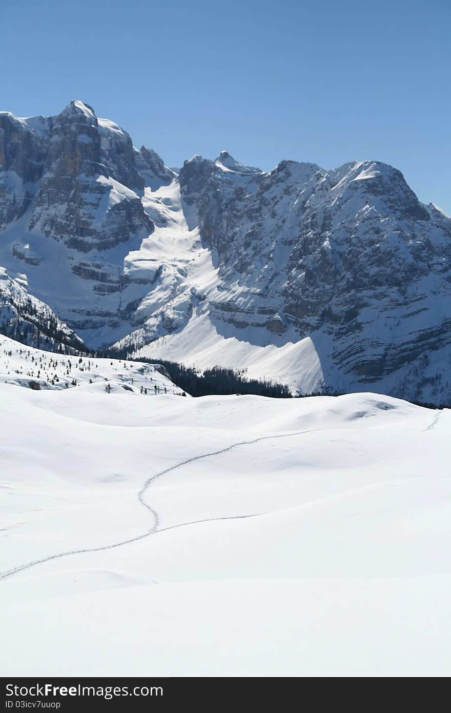 Mountain landscape with snow in winter and impressions