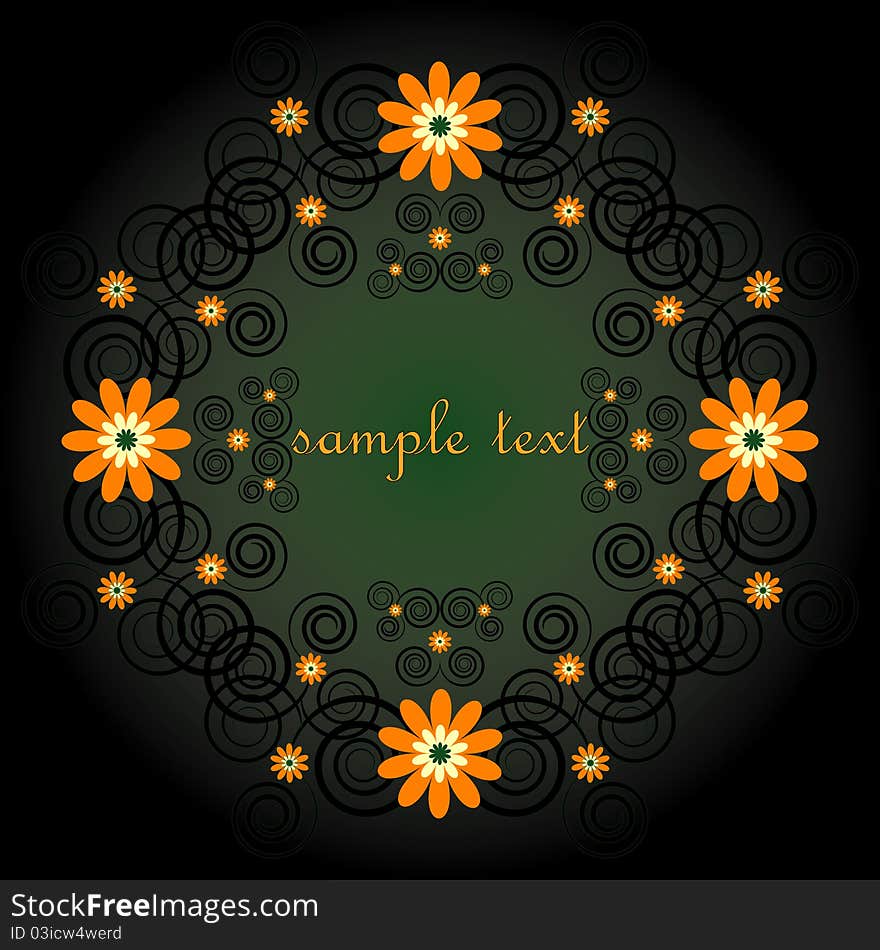 Decorative framework with flower on colored background