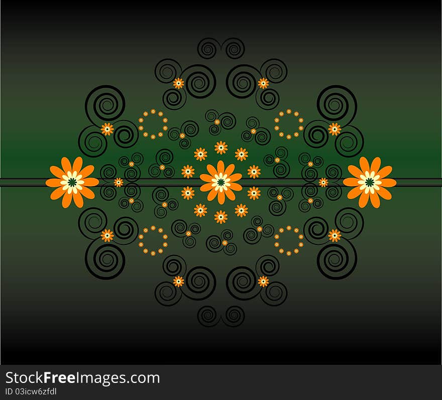 Horizontal Ornament With Flower