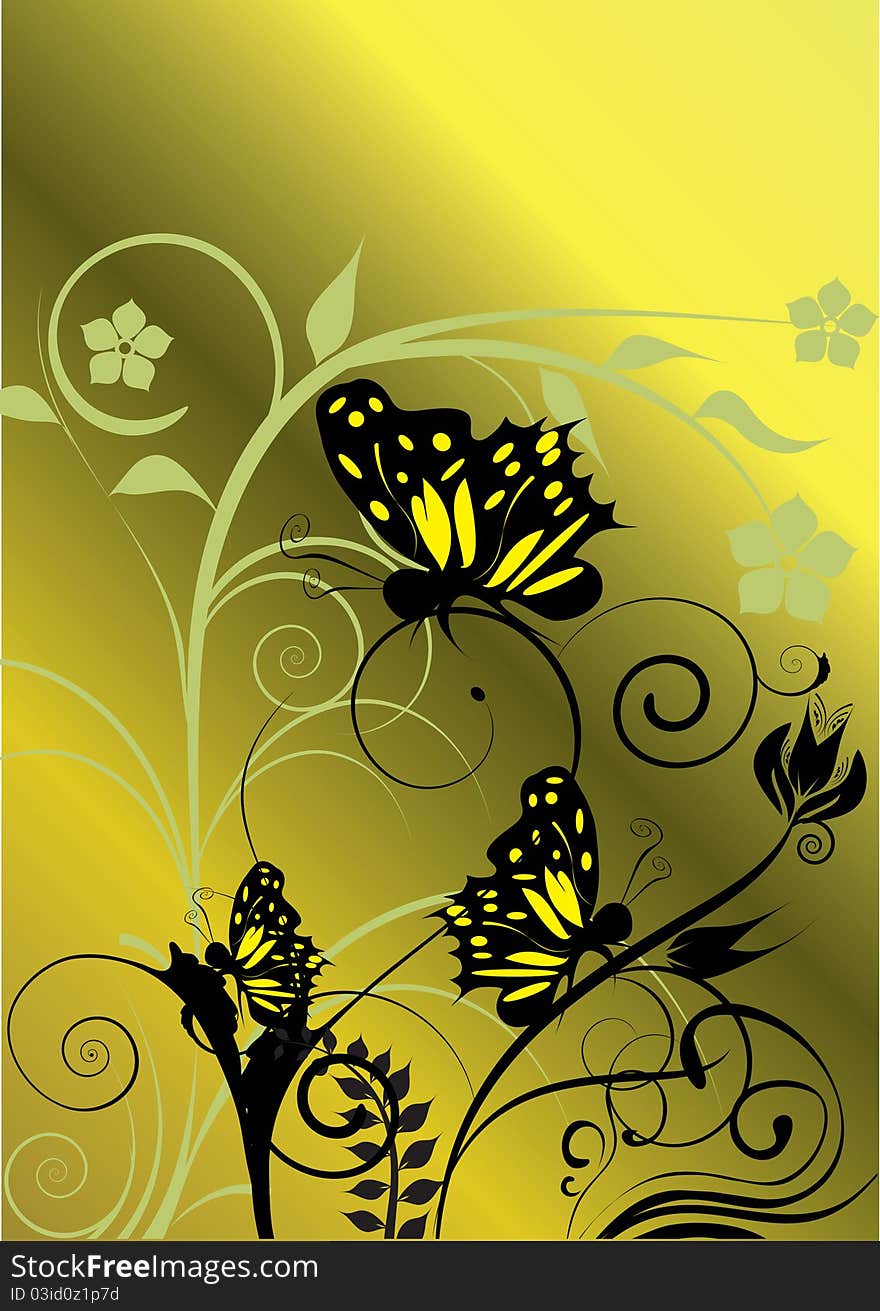 Gold butterfly. Vector image