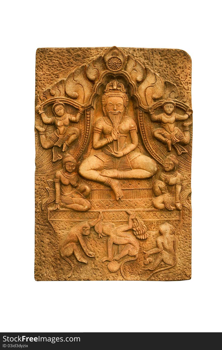 Buddha carved a low relief