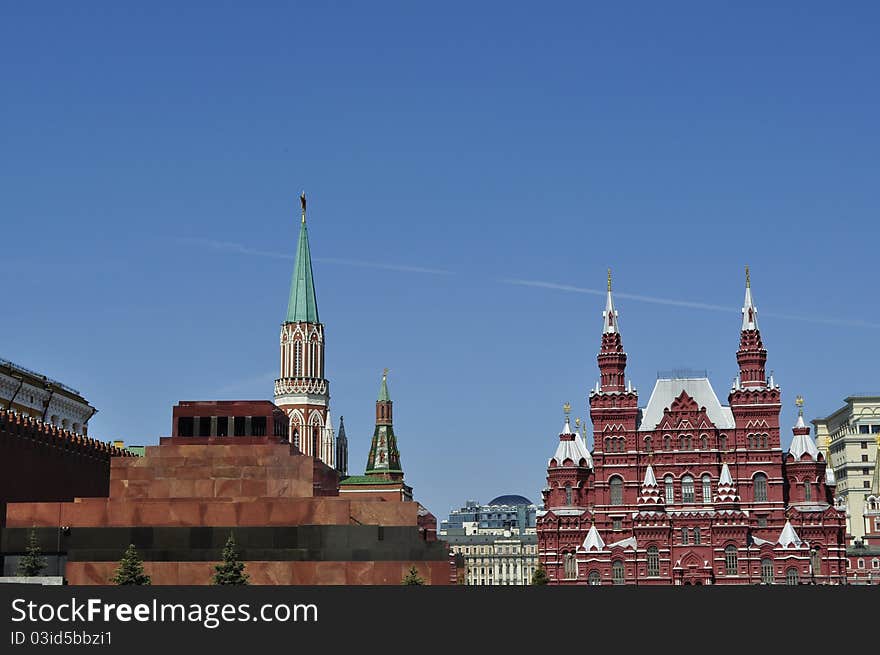 Lenin&#x27;s Mausoleum and the Historical Museum on Red Square Kremlin. Lenin&#x27;s Mausoleum and the Historical Museum on Red Square Kremlin