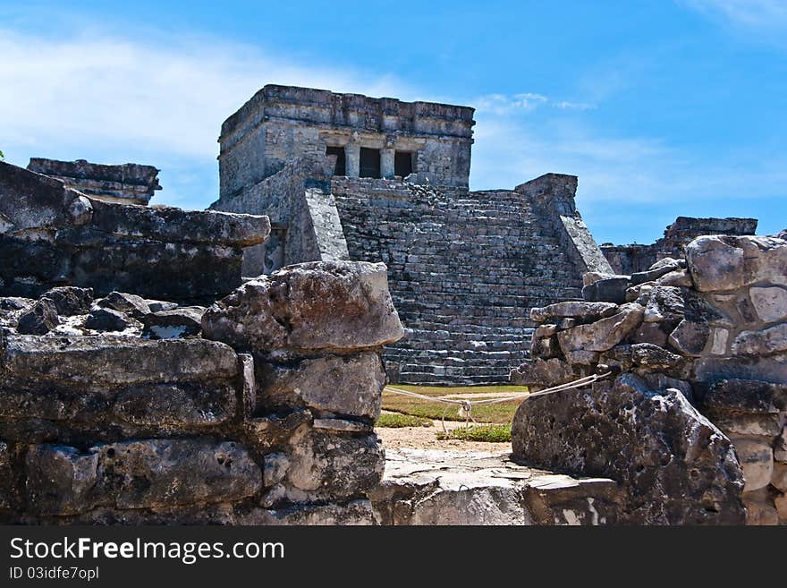 El Castillo Mayan ruins in Tulum Mexico. El Castillo Mayan ruins in Tulum Mexico