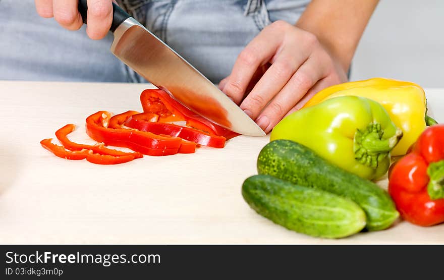 Closeup Woman Cooking Salad