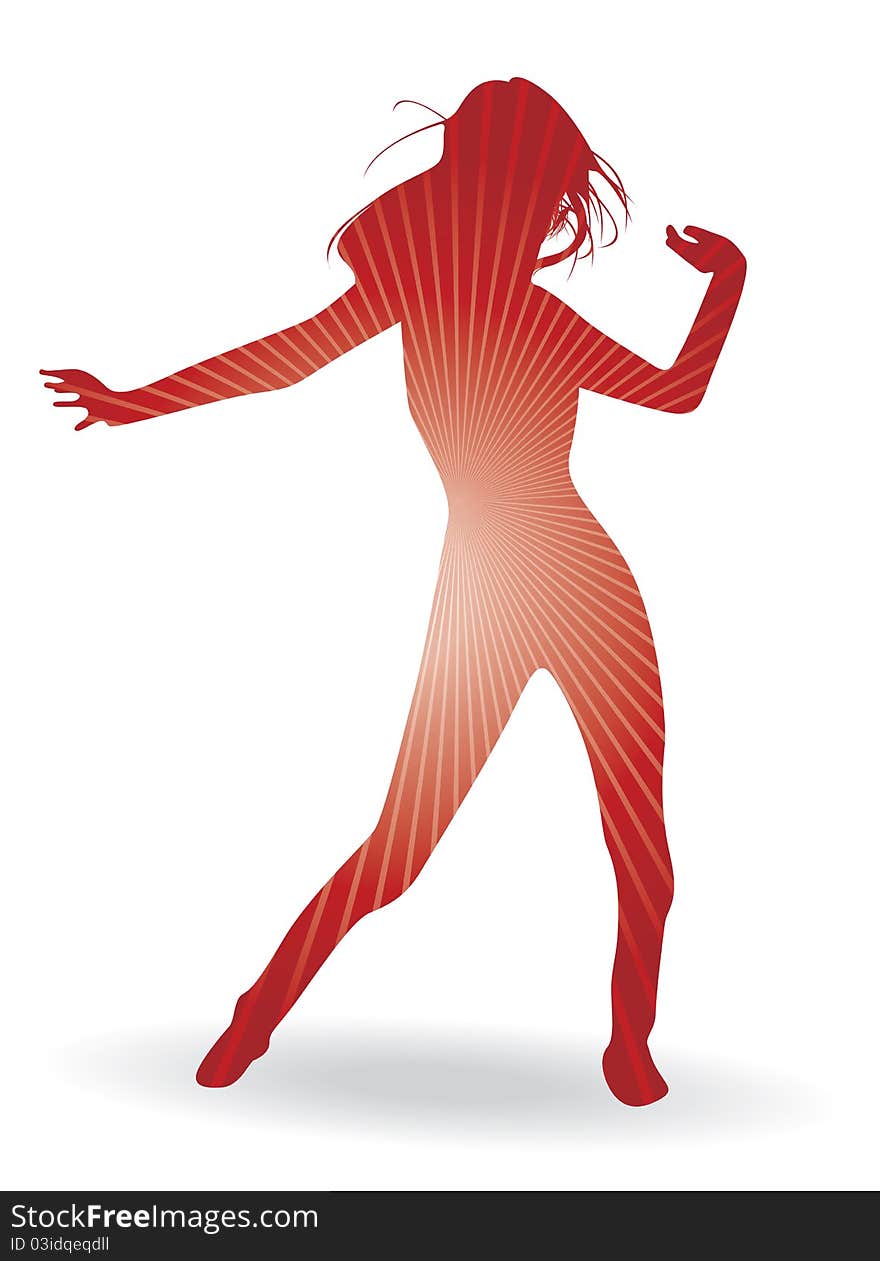 A red dancing woman silhouette. A red dancing woman silhouette