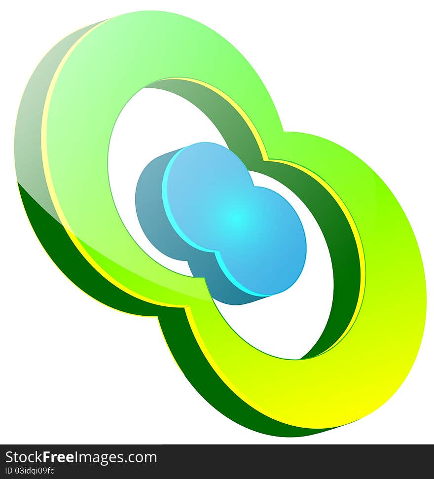 Logo 3d circles, blue and green. Logo 3d circles, blue and green