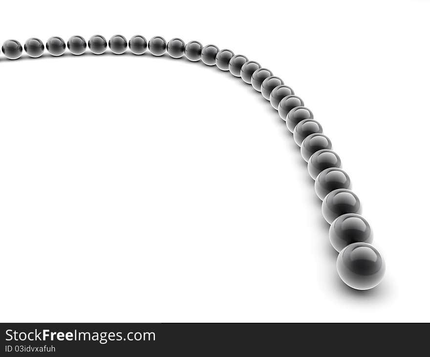 A lot of small balls lined up in a curve. Abstract 3d background. A lot of small balls lined up in a curve. Abstract 3d background