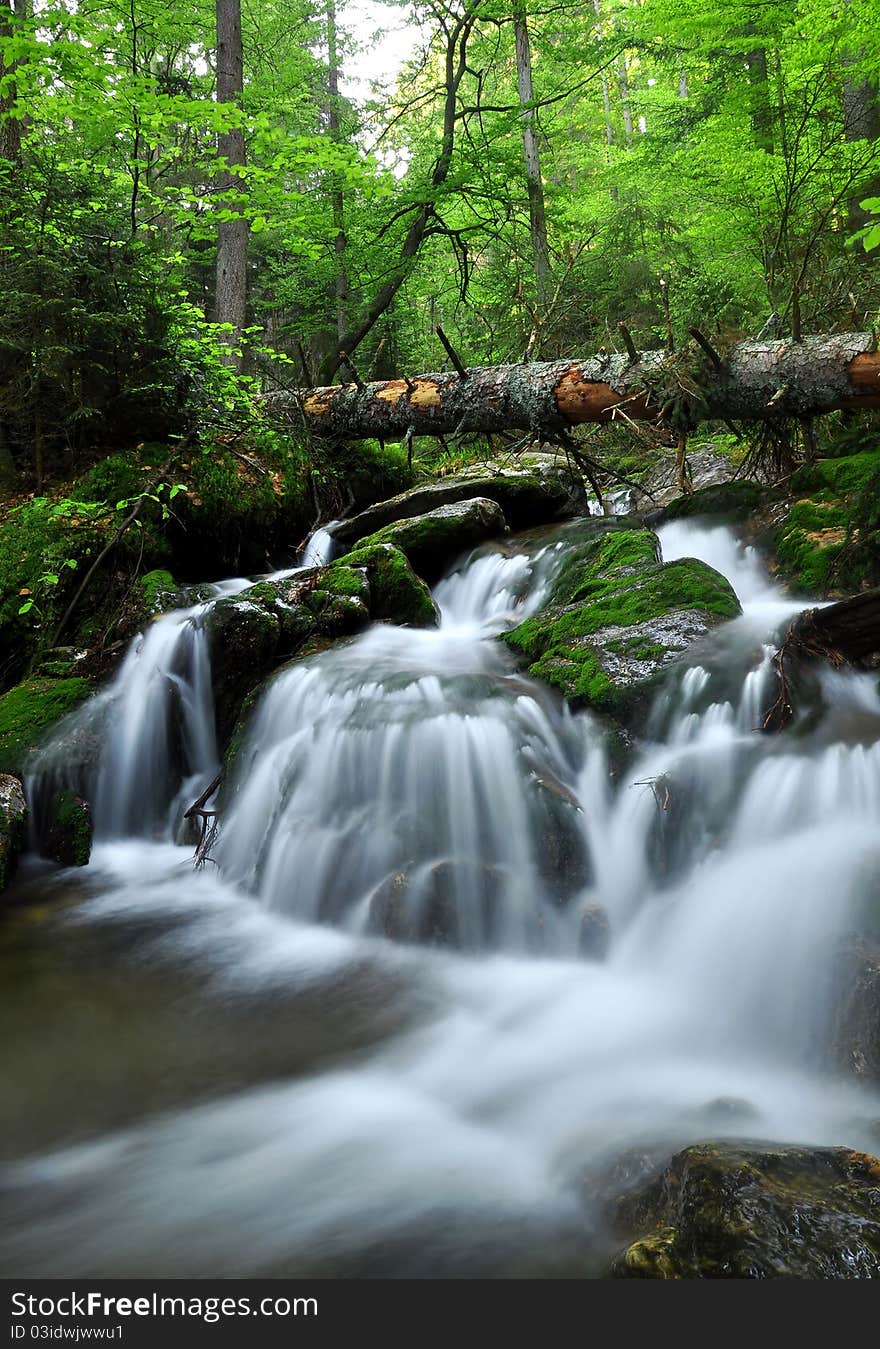 Waterfall in the national park Sumava-Czech Republic