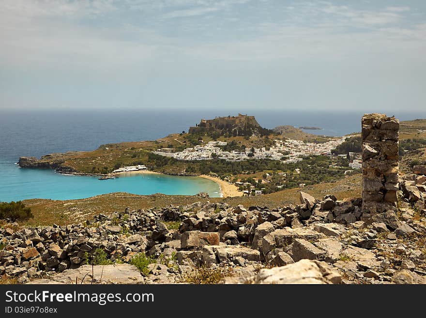 Lindos is an archaeological site, a town and a former municipality on the island of Rhodes