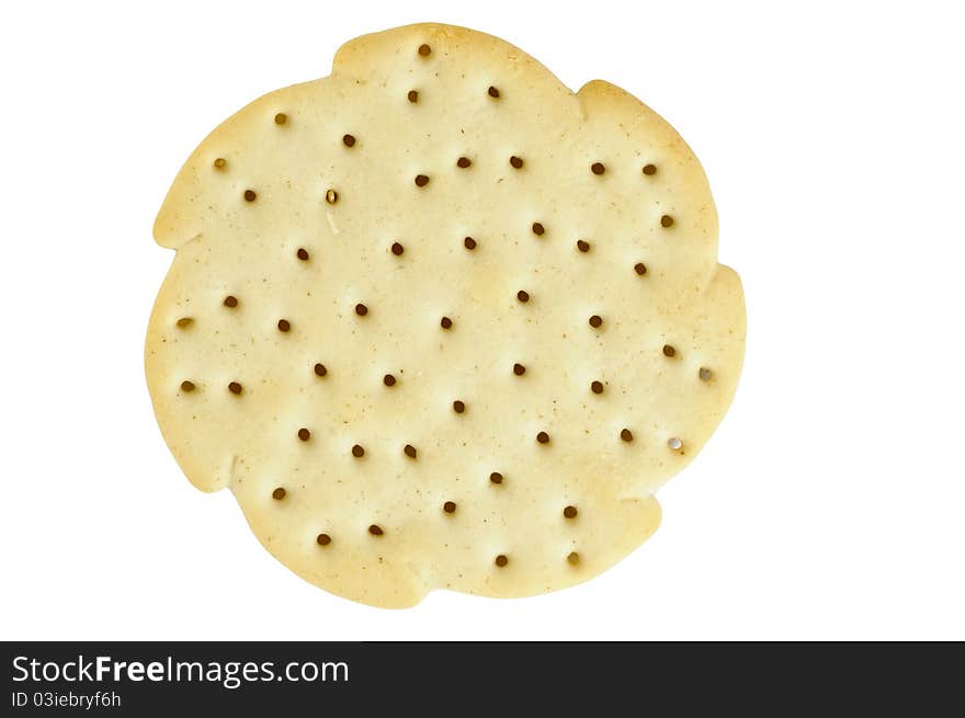 Cracker closeup isolated on white background