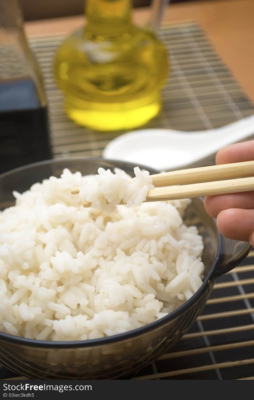 Fresh rice for sushi in bowl