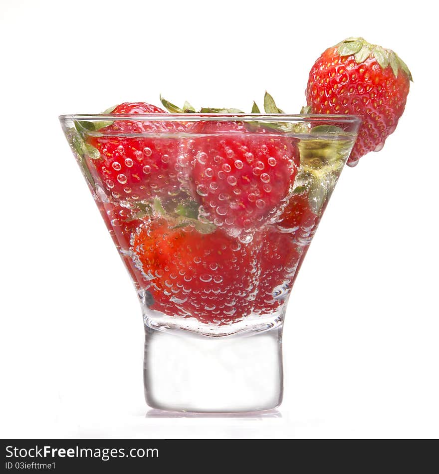 Shot glass of strawberry isolated on white background. Shot glass of strawberry isolated on white background