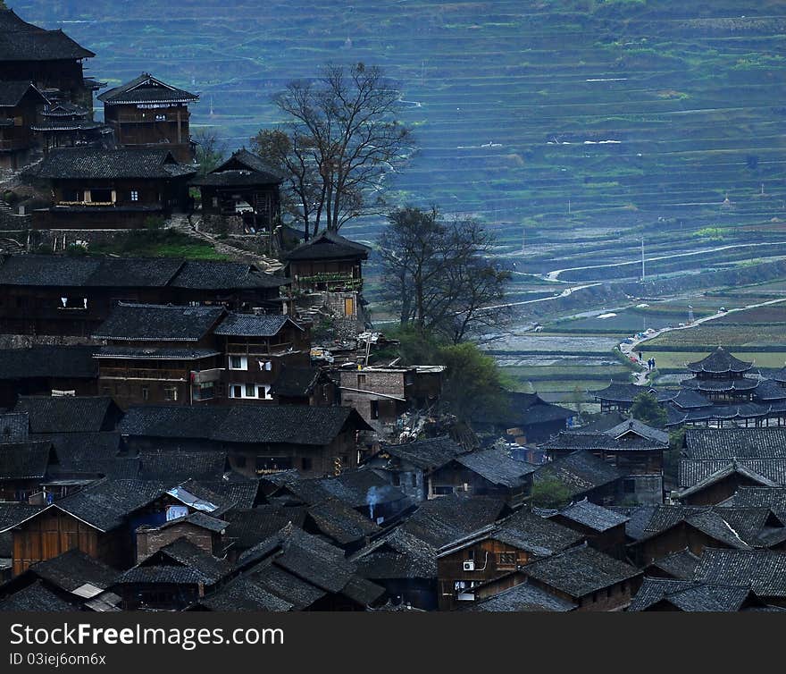 The Miao national minority people live place. The Miao national minority people live place