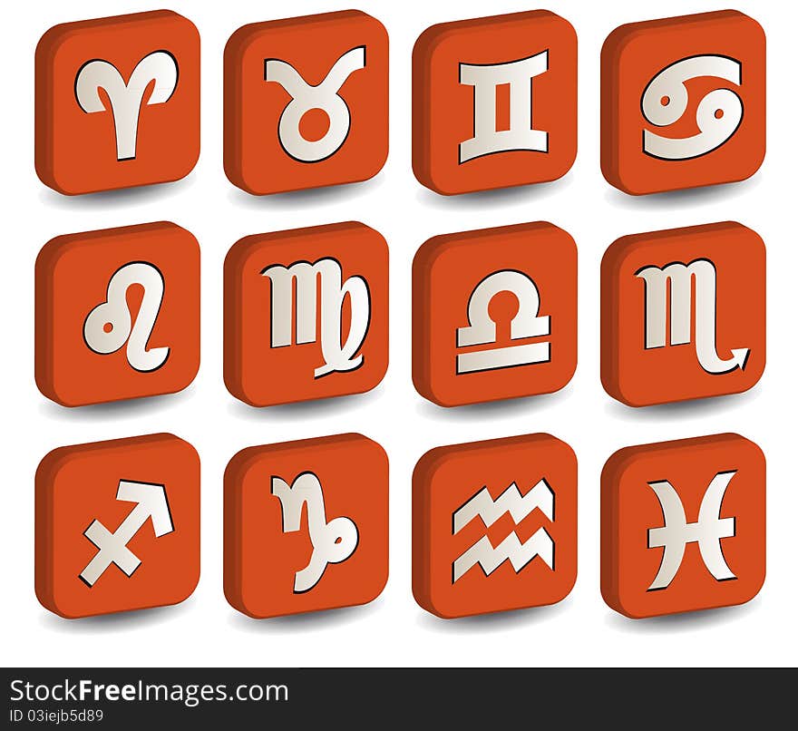 Illustration of 3D zodiac orange icon