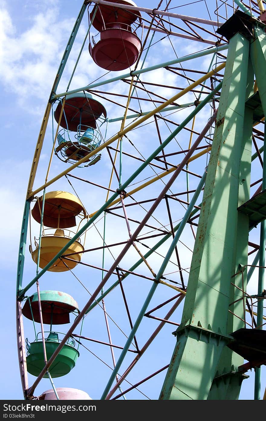 Observation wheel in the park, detail view.