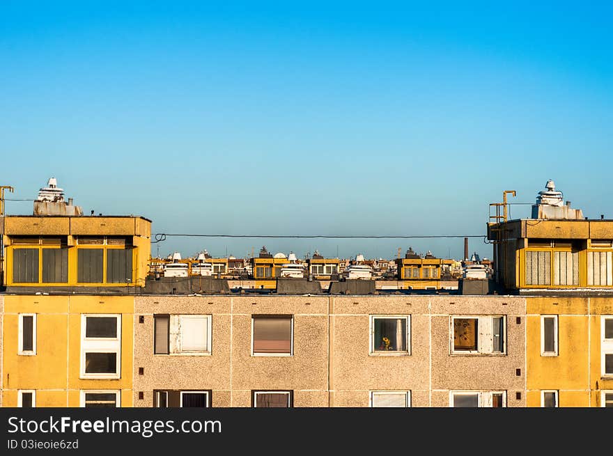 Old Apartment against blue sky