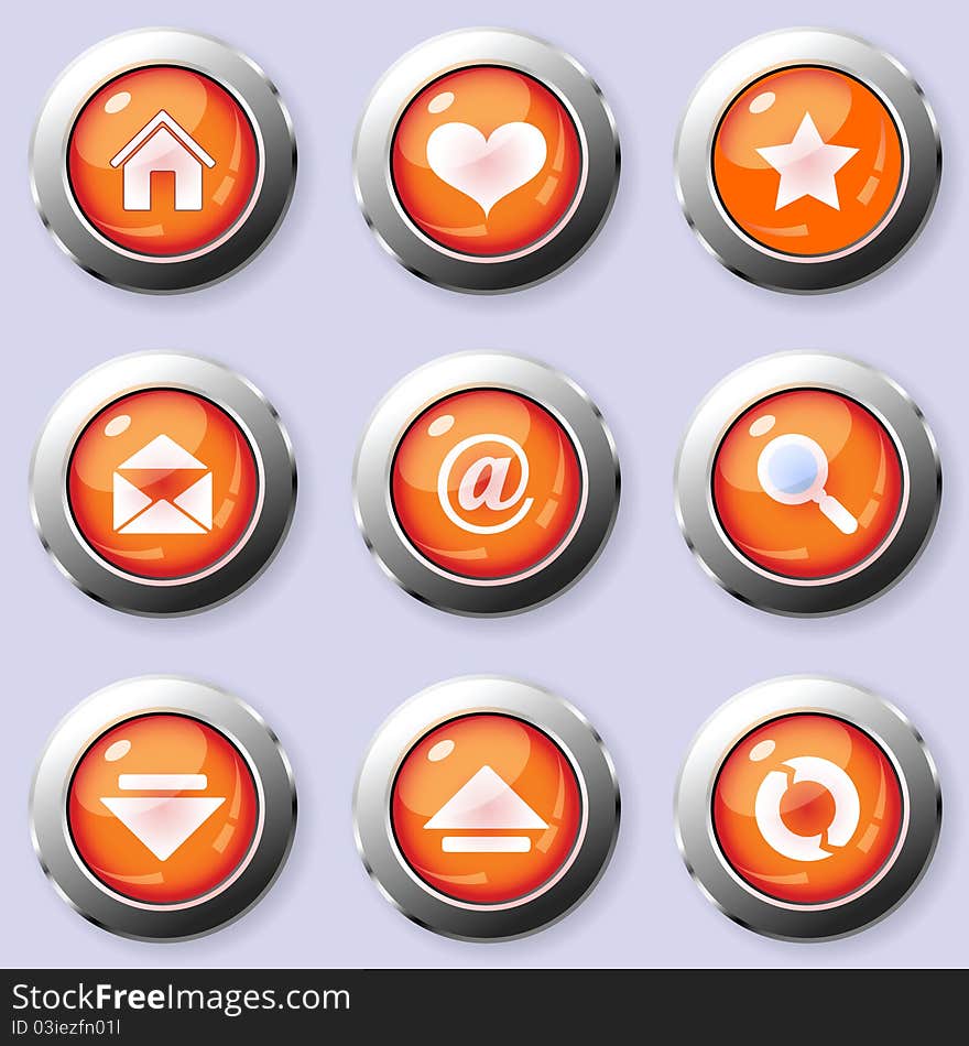 A set of round internet buttons