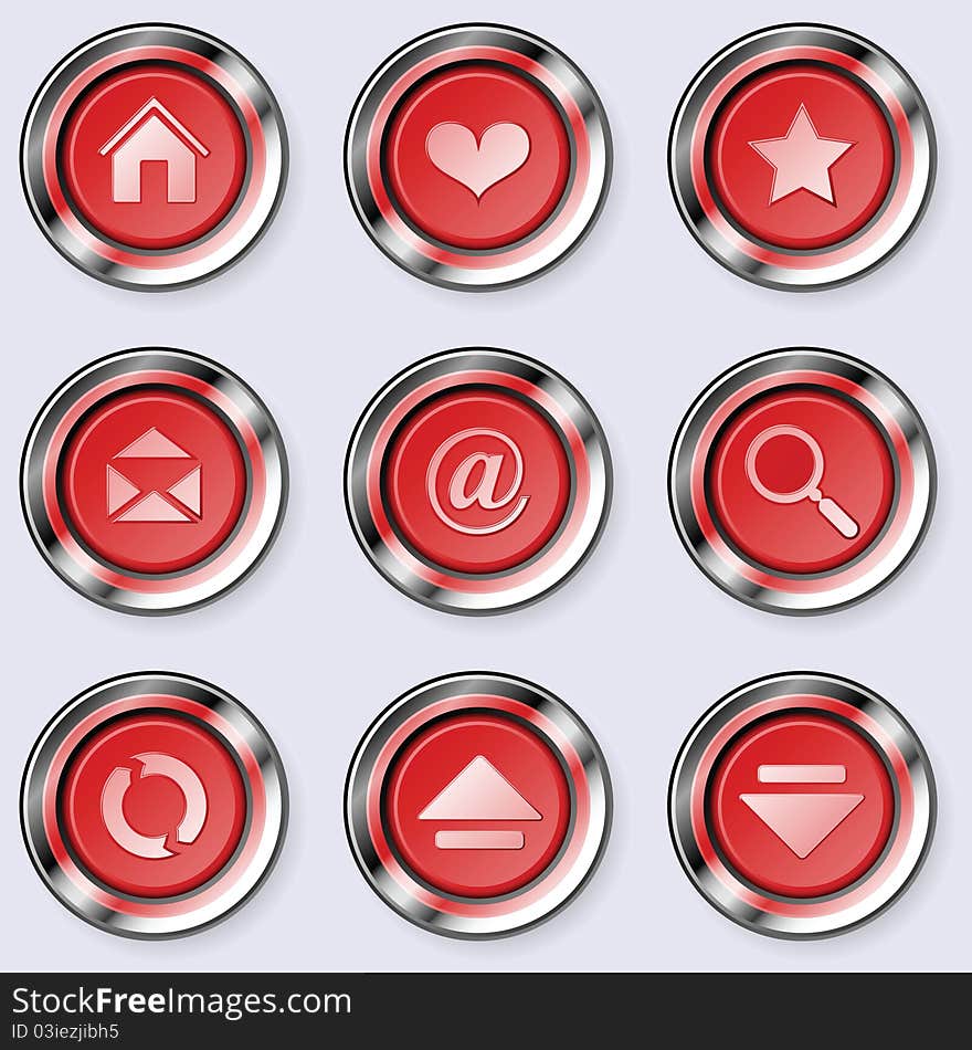 A Set Of Round Internet Buttons