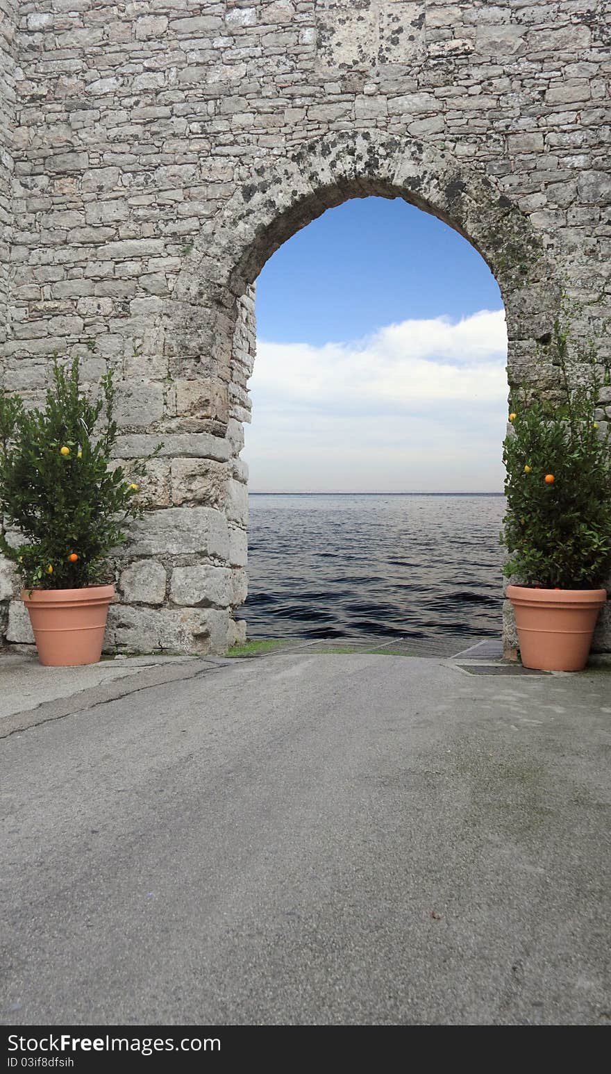 The passage of the sea in the ancient stone wall. The passage of the sea in the ancient stone wall