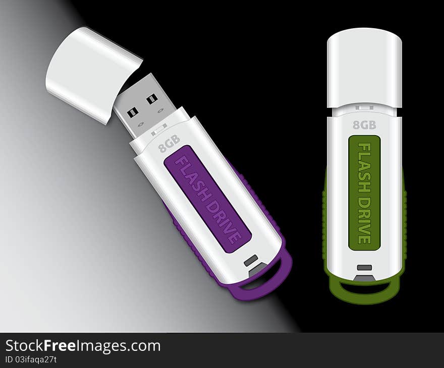 A vector illustration of an USB flash drive. The cap of the flash drive can be separated from its body. Available in EPS format. Each element is organized as separate groups and easily editable. A vector illustration of an USB flash drive. The cap of the flash drive can be separated from its body. Available in EPS format. Each element is organized as separate groups and easily editable.