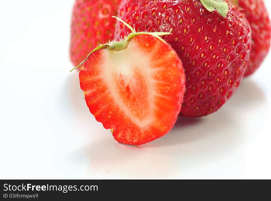 Half Strawberry On A White Background