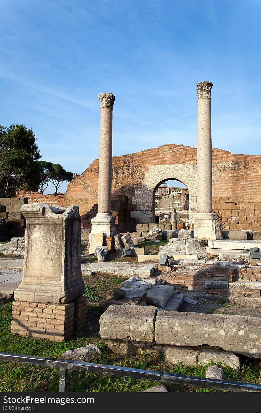 Roman Forum ruins in Rome, Italy