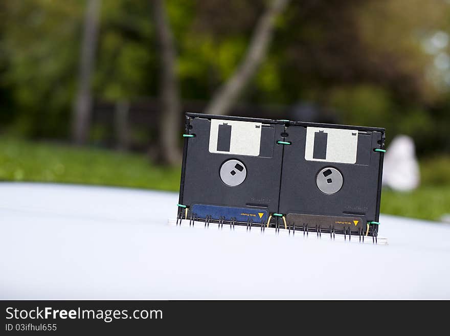 A handmade floppy disk box