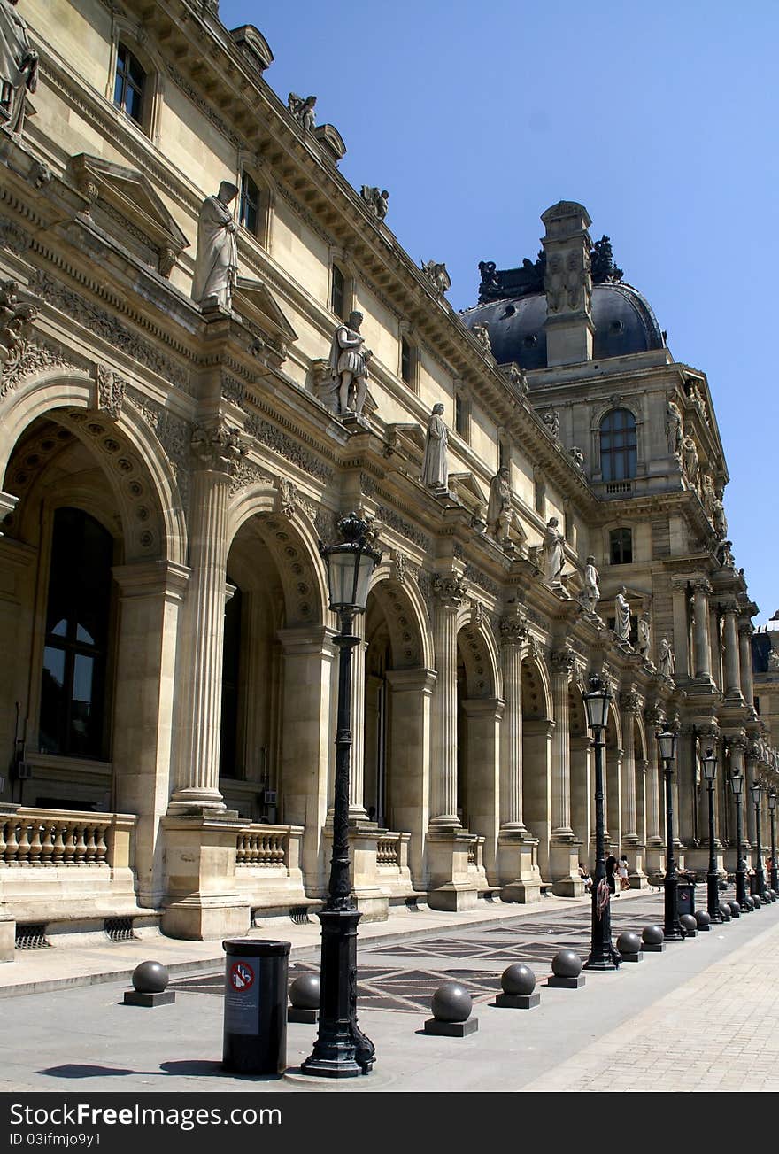 View towards northern wing of Louvre museum in Paris